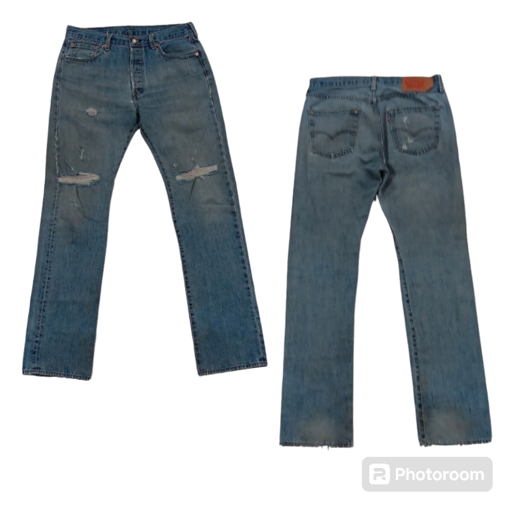 Levi's 501 Distressed Ripped Jeans